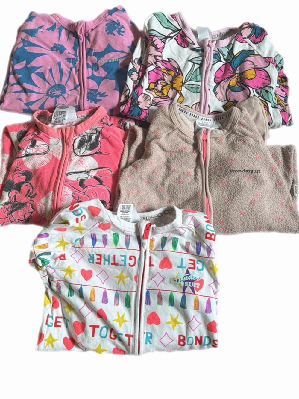 Bonds Kids Pajama Bundle in Pink, White, Blue, Tan